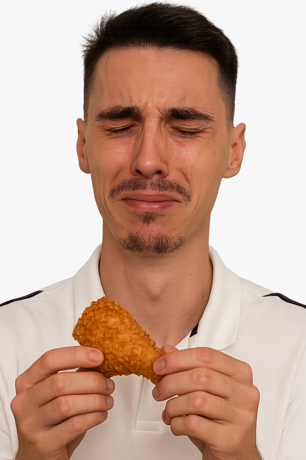 Yann qui pleure sur le poulet